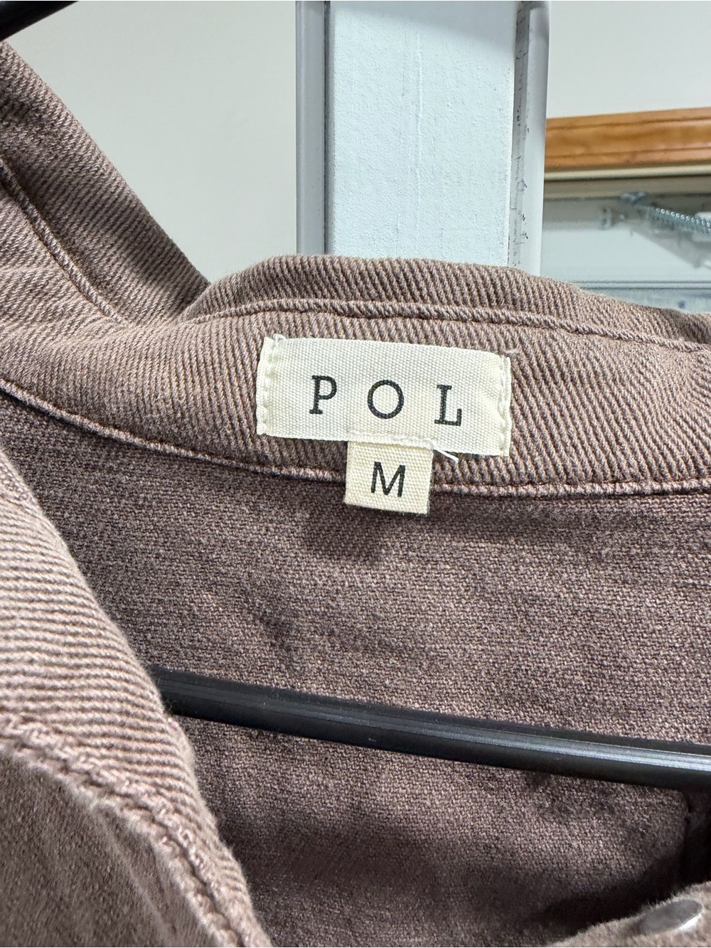 POL Two-Tone Button Front Shirt Jacket with Cable Knit Sleeves - Picture 2 of 3